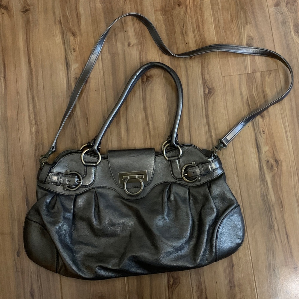 Genuine Salvatore Ferragamo Gold Leather Women's Bag
